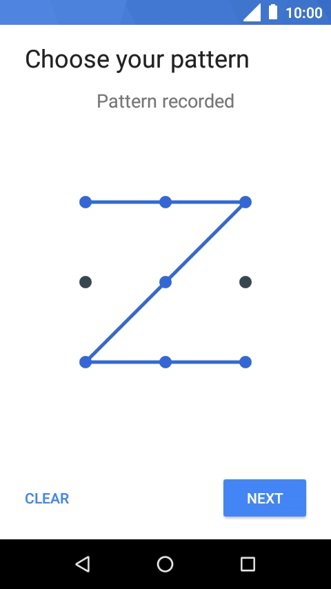 Slide your finger across the screen to connect at least four points and press NEXT.