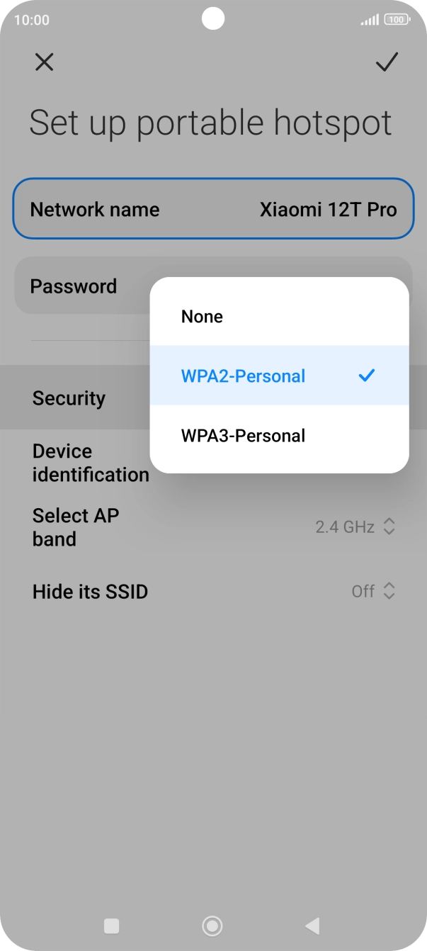 Press WAP3-Personal to password protect your WiFi hotspot.