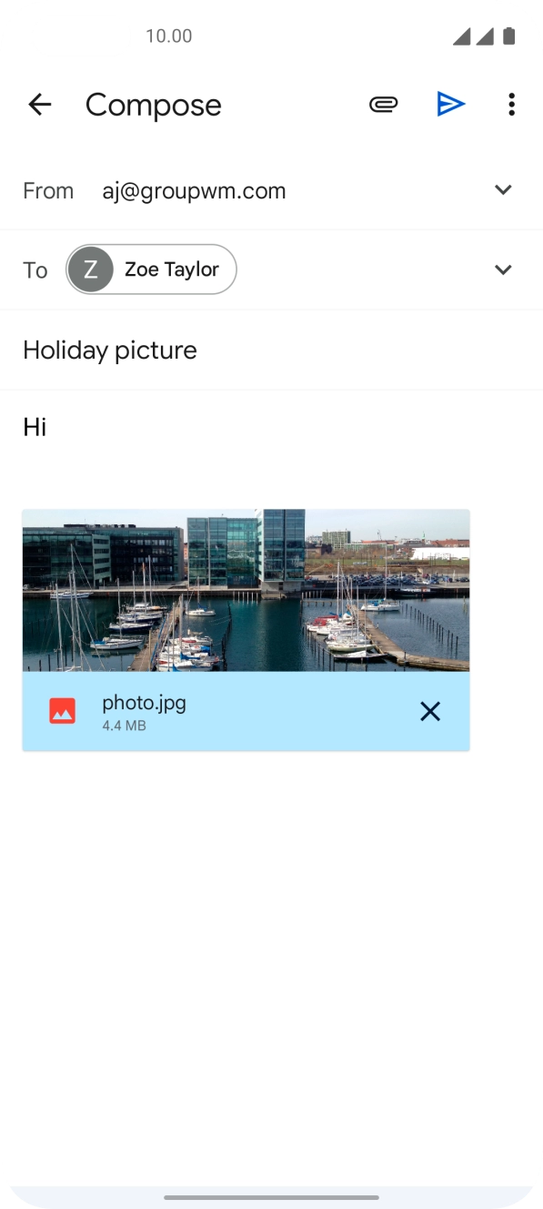 Press the send icon when you've finished your email.