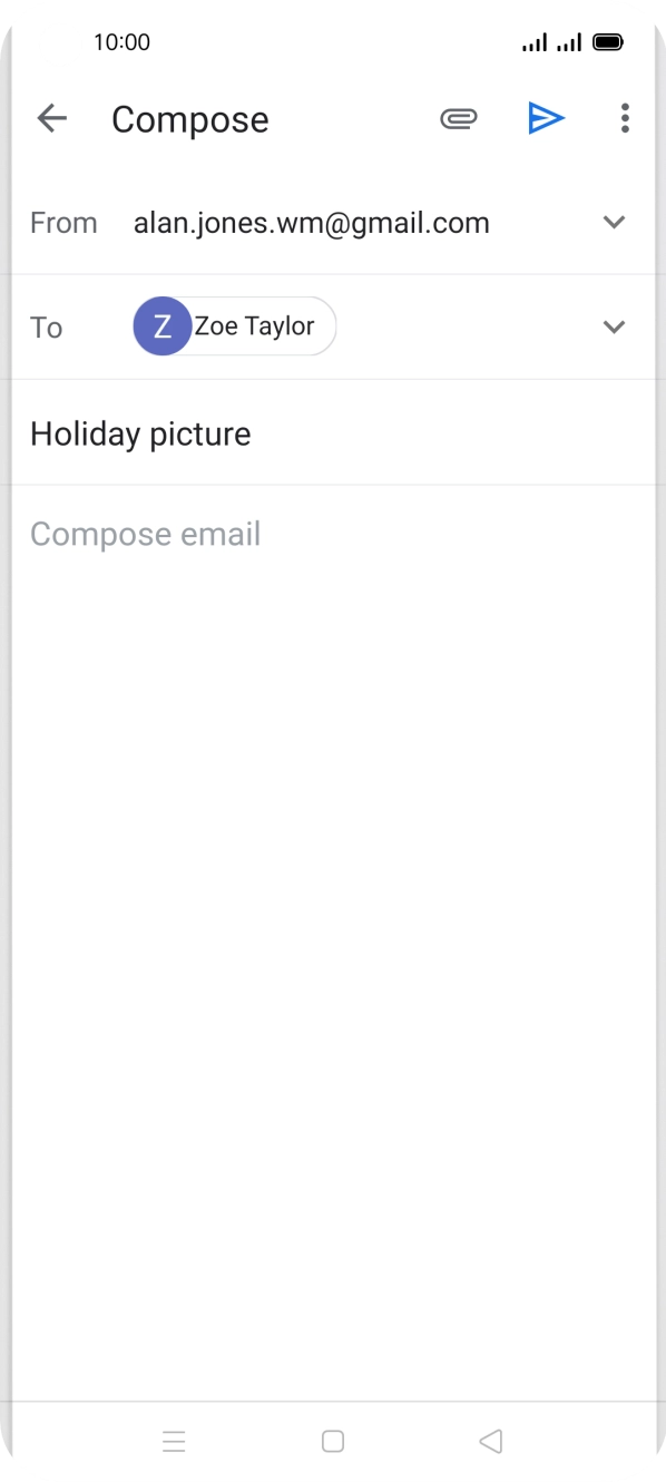 Press the text input field and write the text for your email.