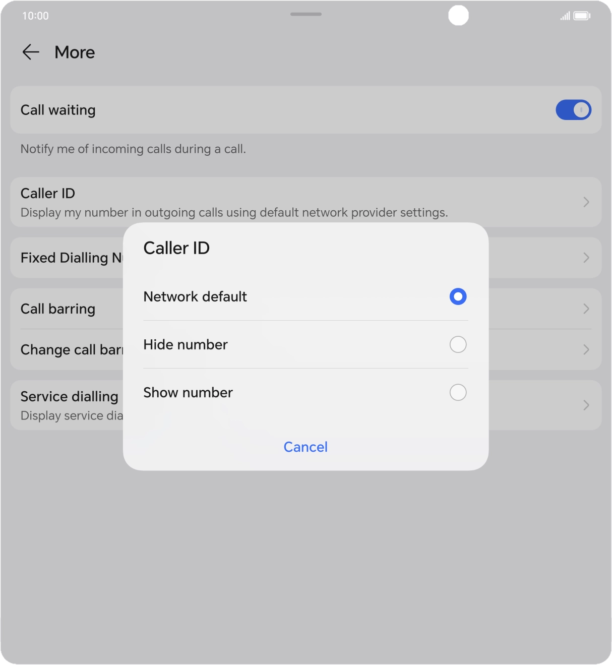 Press Show number to turn on caller identification.