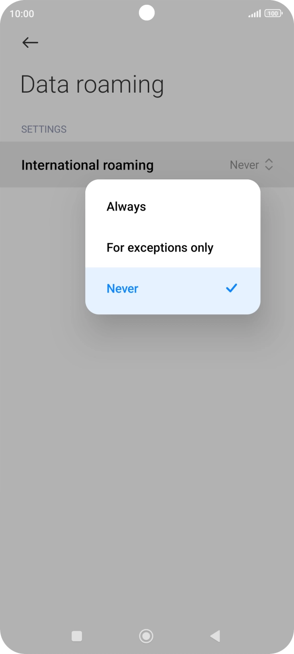 Press the required setting to turn the function on or off.