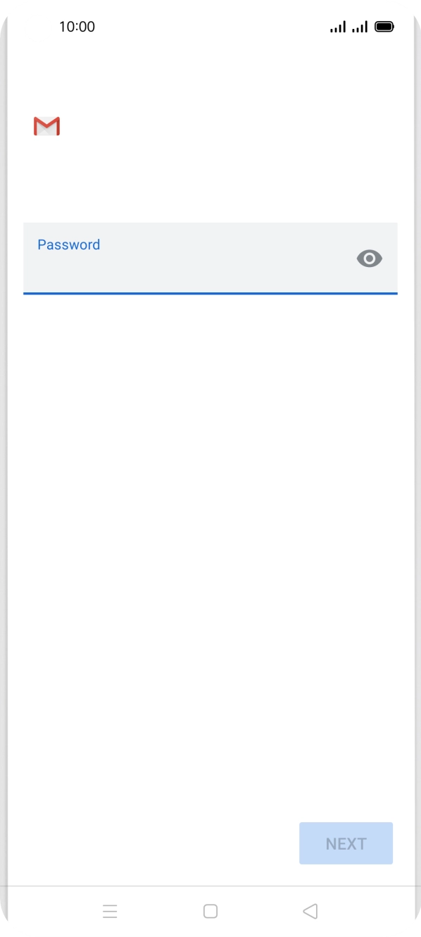Press the field below 'Password' and key in the password for your email account. Press the field below 'Password' and key in the password for your email account.