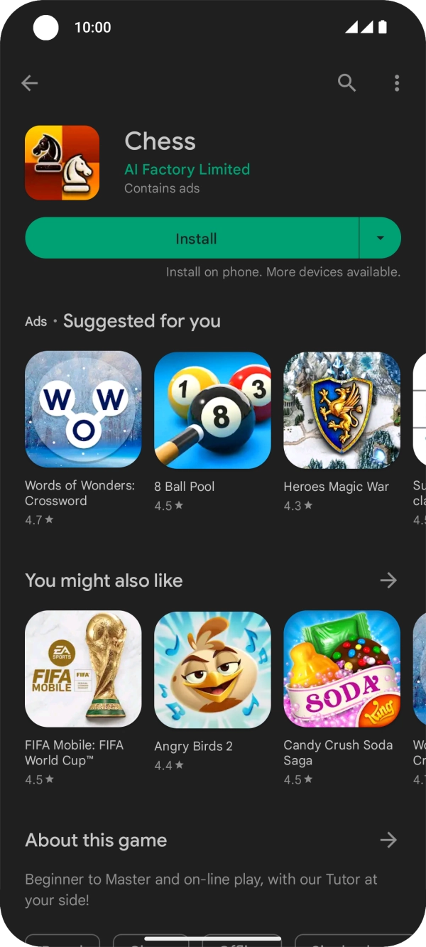 Press Install and follow the instructions on the screen to install the app.