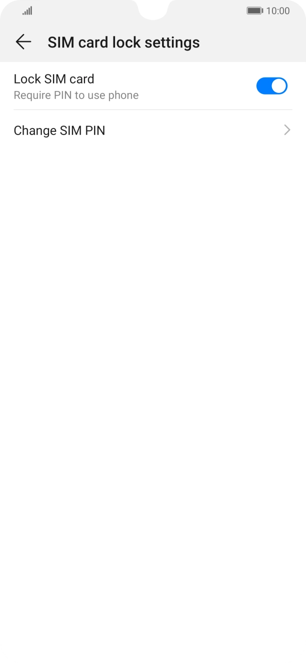 Press the indicator next to 'Lock SIM card' to turn the function on or off.