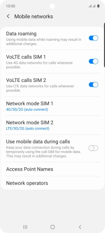 Press Network mode ‹SIM›.
