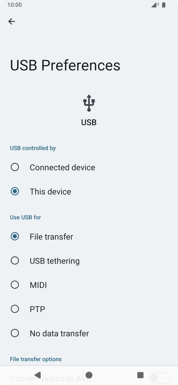 Press File transfer. Press File transfer.