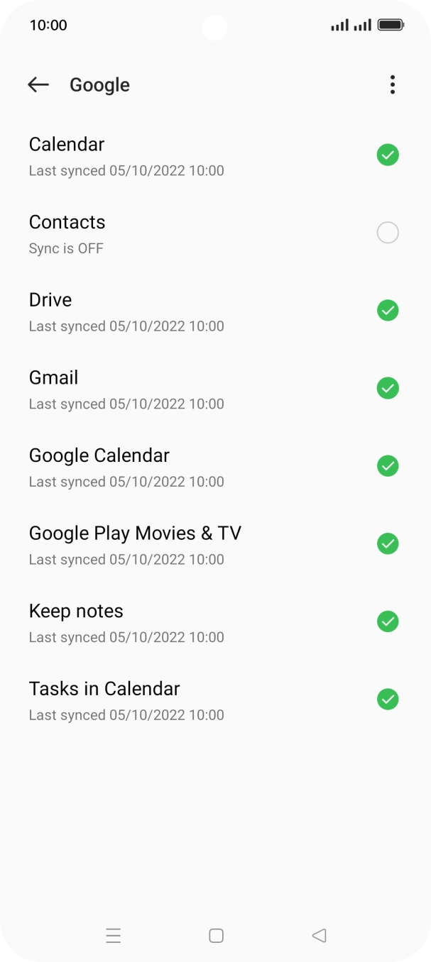 Press the field next to 'Contacts' to turn on the function.