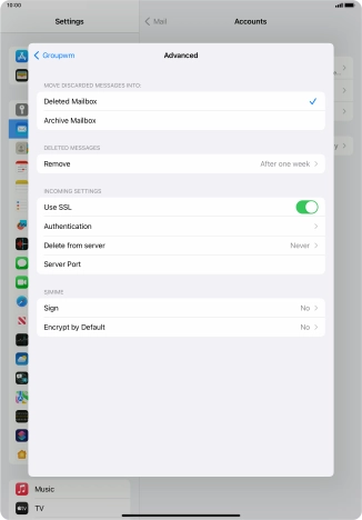 Press the indicator next to 'Use SSL' to turn off the function.