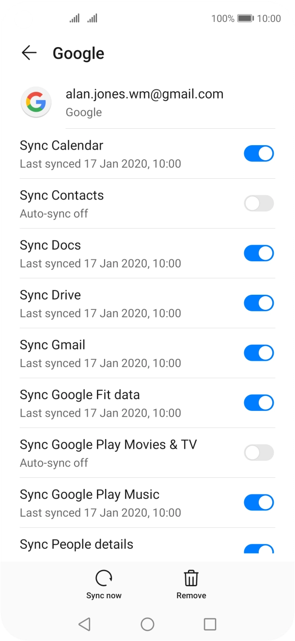 Press the indicator next to 'Sync Contacts' to turn on the function.