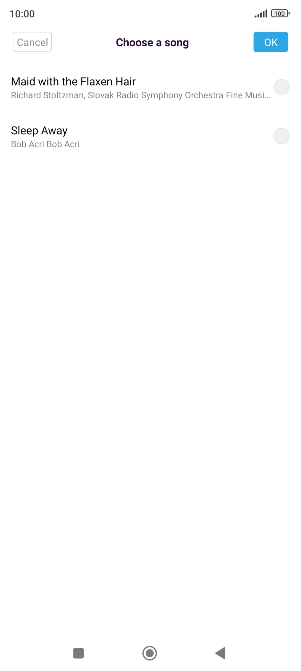 Press the required ring tone.