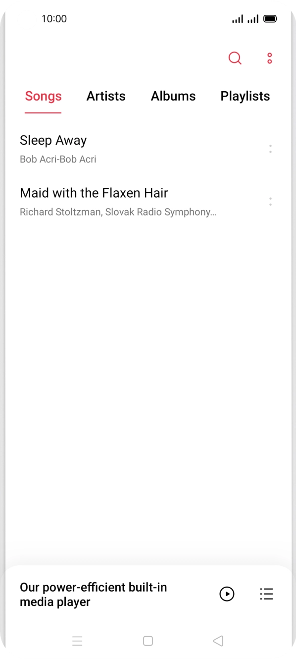 Press Songs and go to the required audio file.