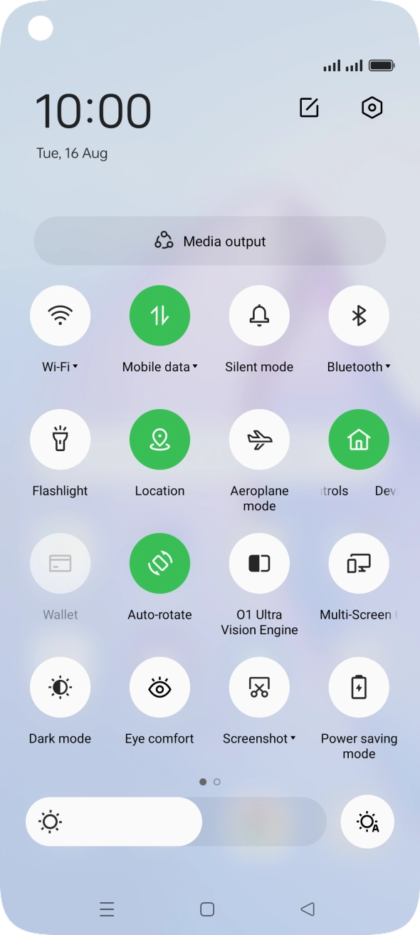 Press Aeroplane mode to turn the function on or off. Press Aeroplane mode to turn the function on or off.