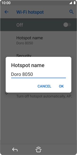 Key in the required WiFi hotspot name and press OK.