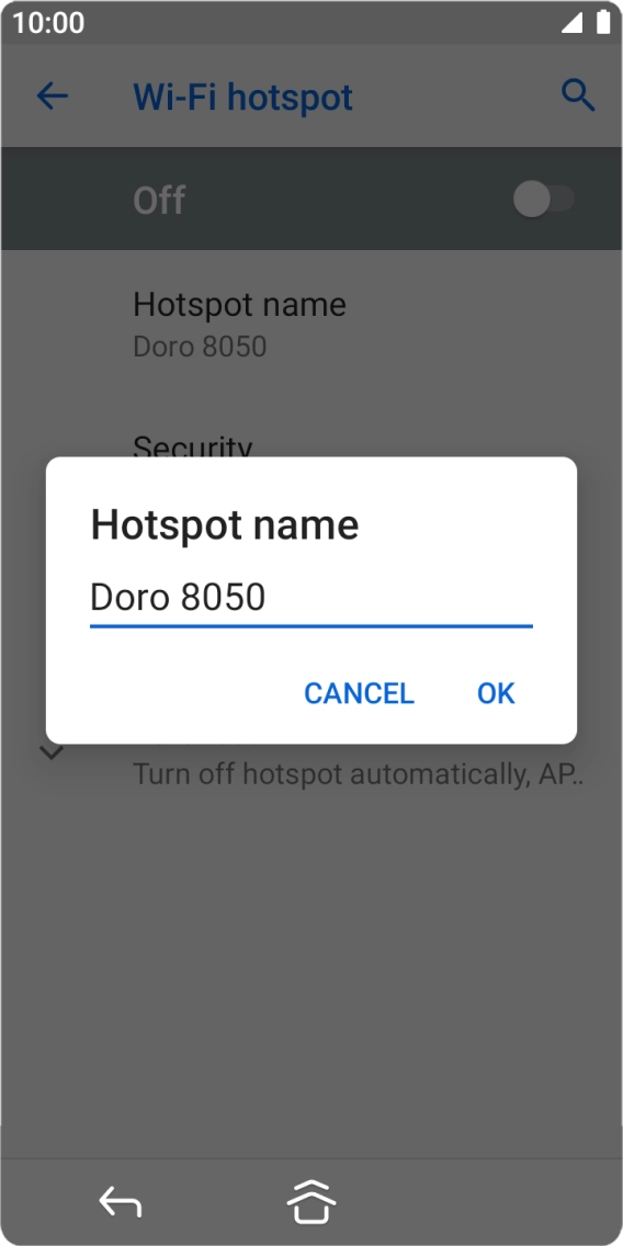 Key in the required WiFi hotspot name and press OK. Key in the required WiFi hotspot name and press OK.