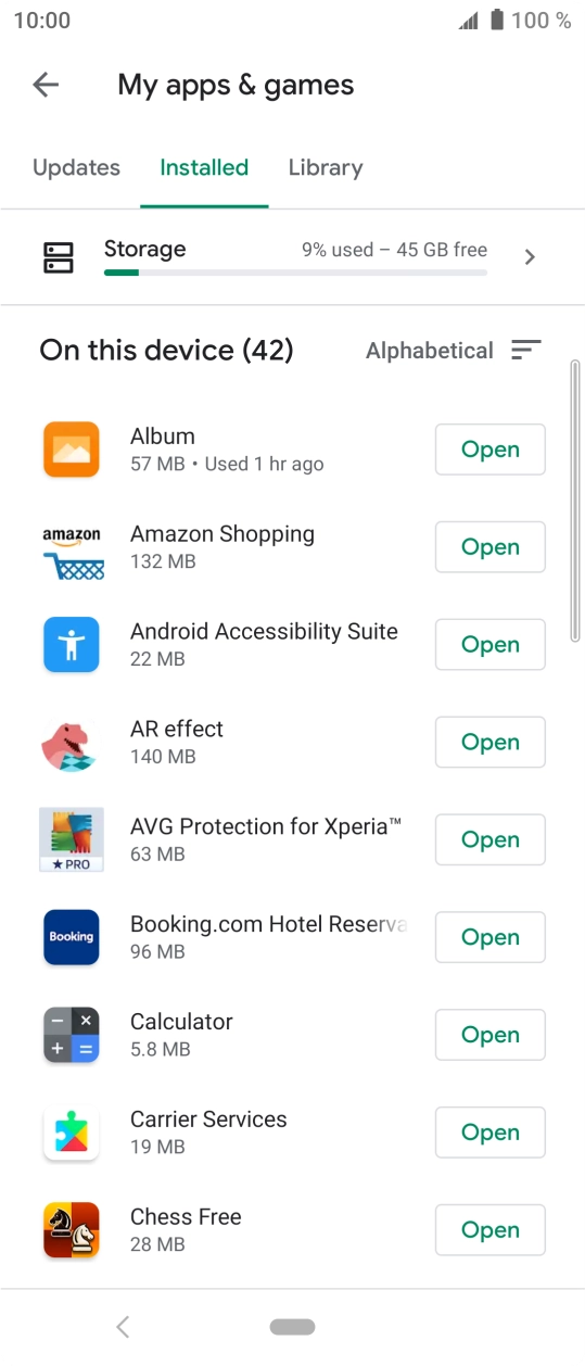 Press the required app.