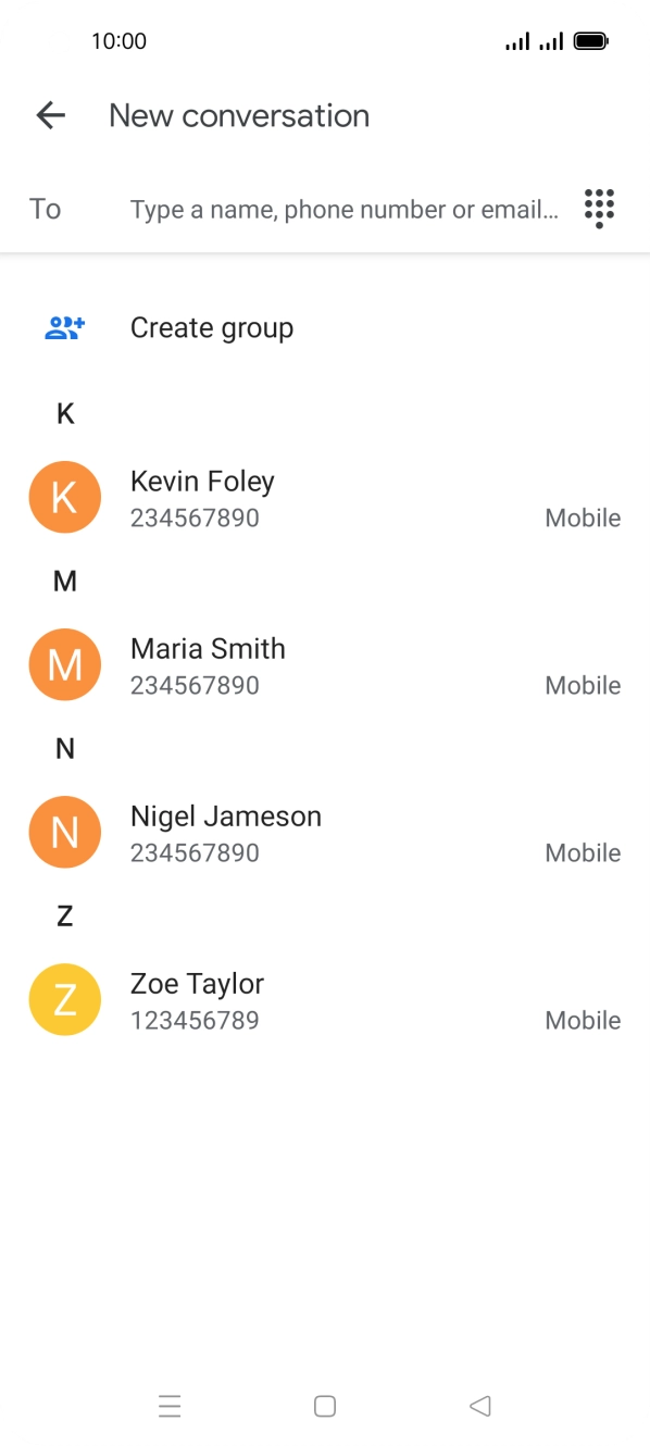 Press the search field and key in the first letters of the recipient's name. Press the search field and key in the first letters of the recipient's name.
