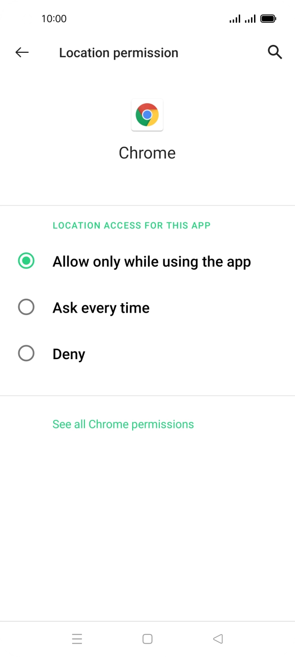 Press the required setting.
