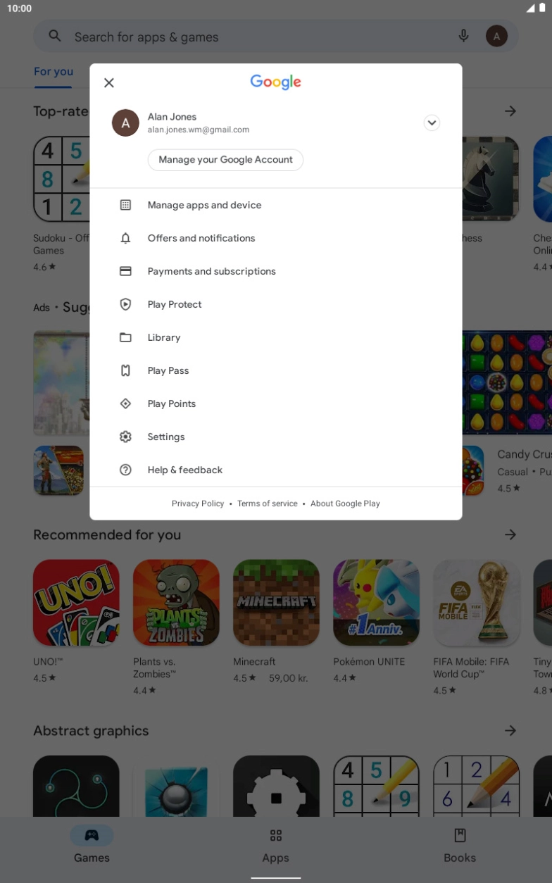 Press Manage apps and device.