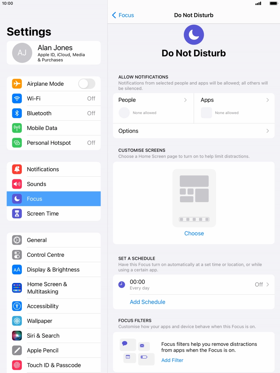 Press People and follow the instructions on the screen to select which contacts you would like to receive calls and notifications from when Do Not Disturb is turned on.