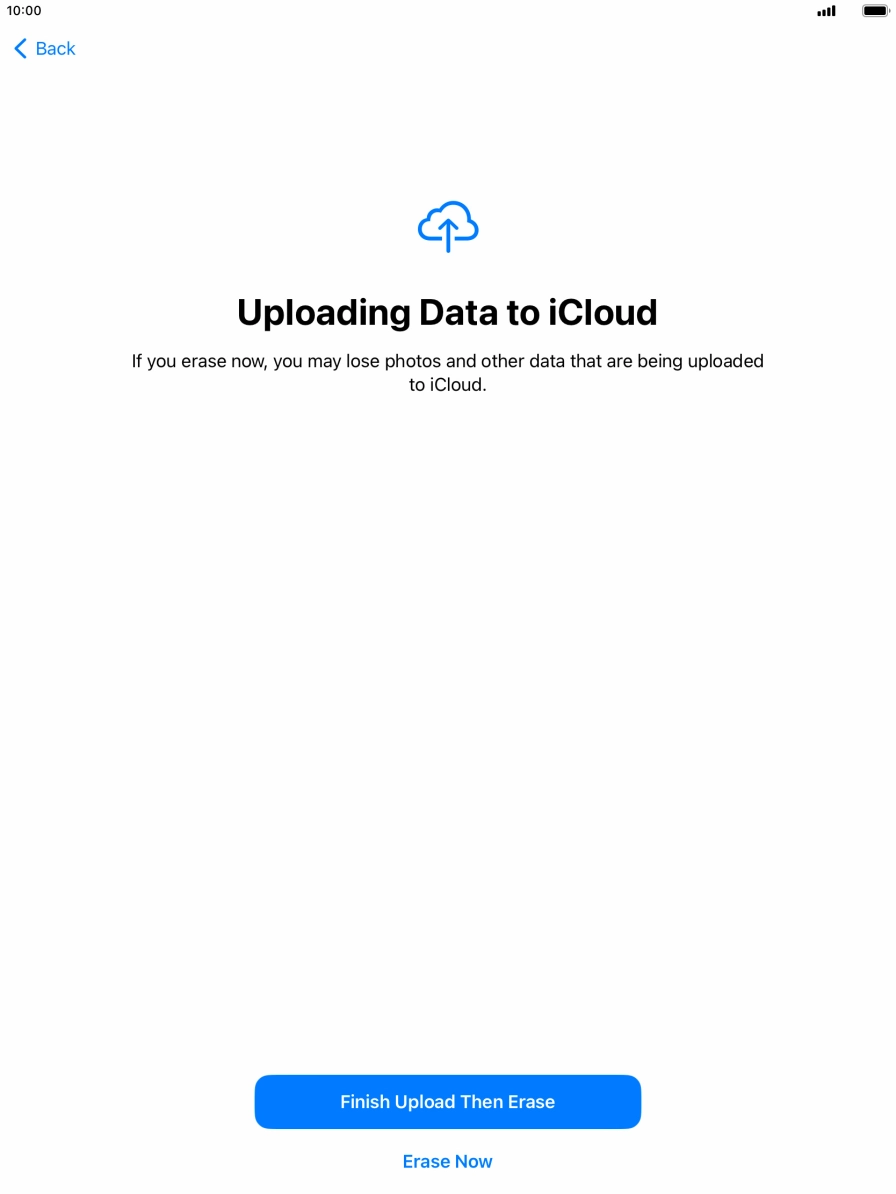 Press the required setting.
