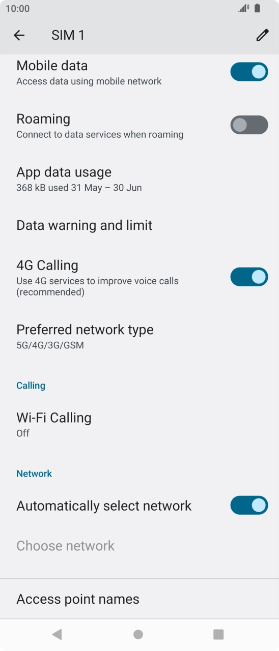 Press Access point names. Press Access point names.