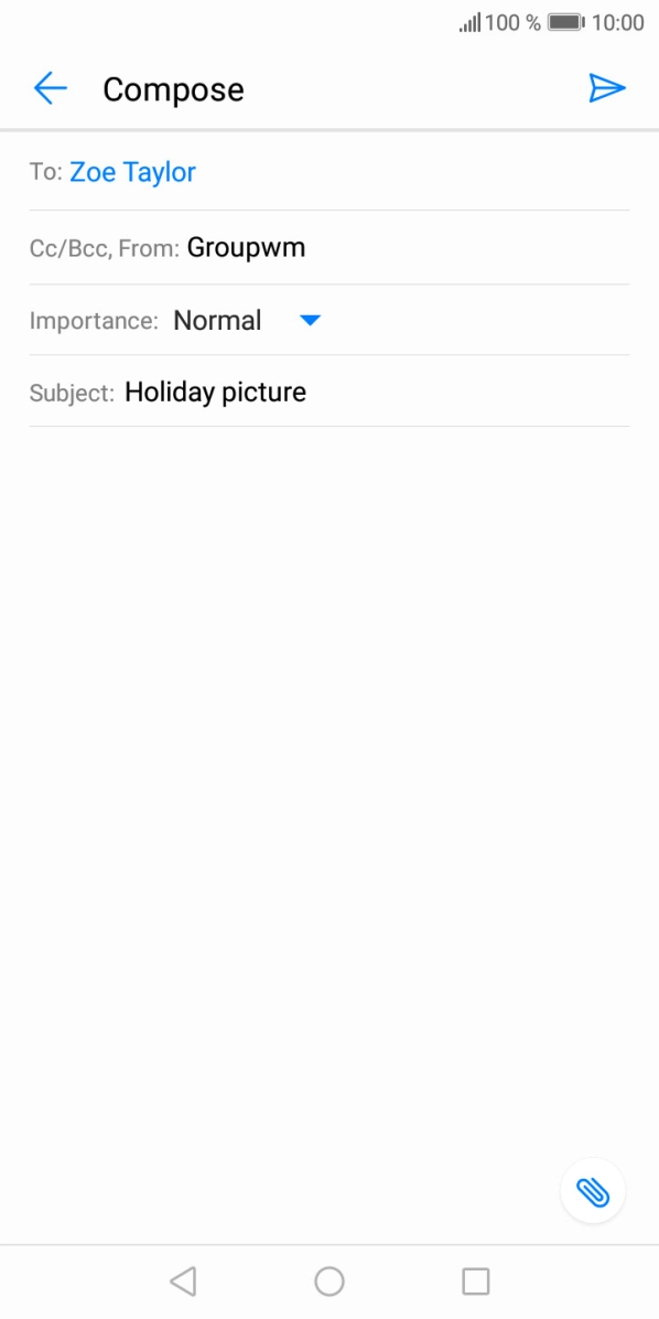 Press the text input field and write the text for your email.
