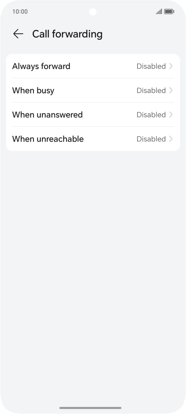 Press the required divert type.