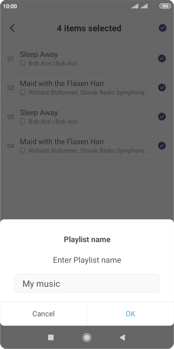 Key in a name for the playlist and press OK.