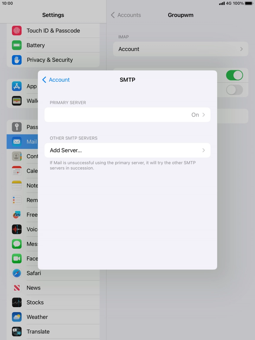 Press the field below 'PRIMARY SERVER'.