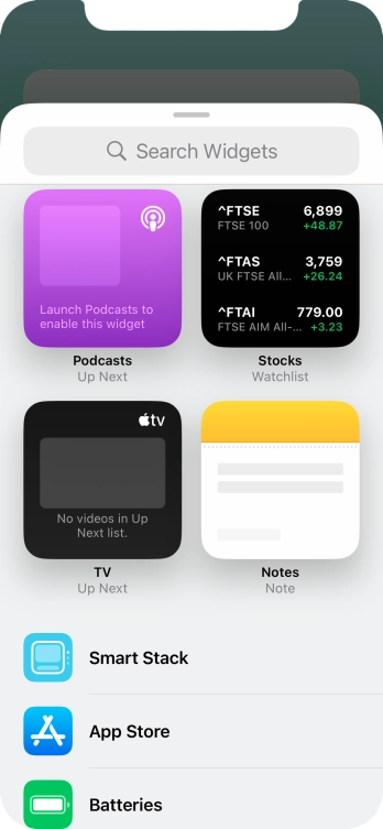 Press the required widget. Press the required widget.