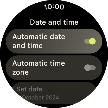 Press the indicator next to 'Automatic date and time' to turn off the function.