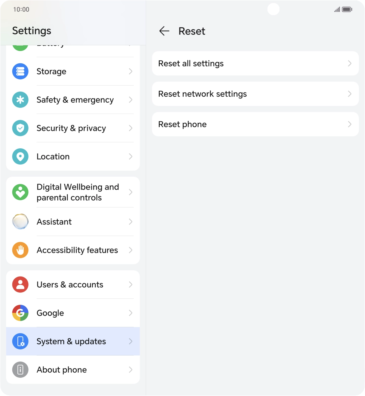 Press Reset network settings.