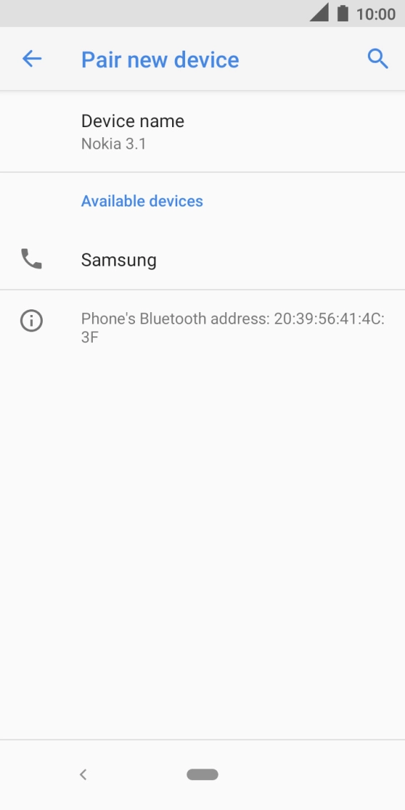 Press the required Bluetooth device and follow the instructions on the screen to pair the device with your phone.