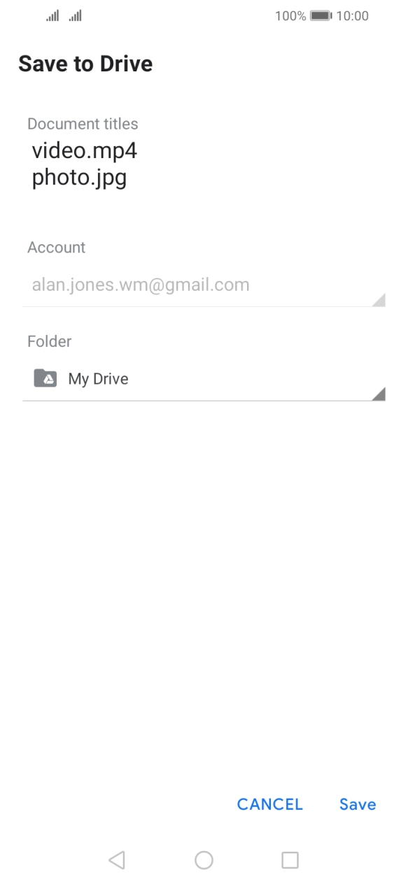 Press the field below 'Folder'. Press the field below 'Folder'.