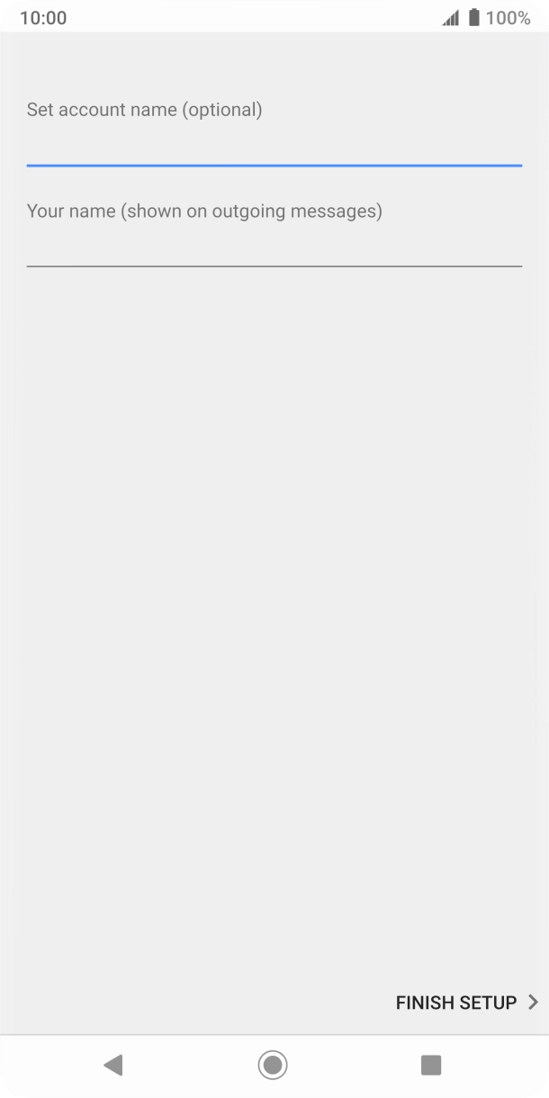 Press the field below 'Set account name (optional)' and key in the required name. Press the field below 'Set account name (optional)' and key in the required name.
