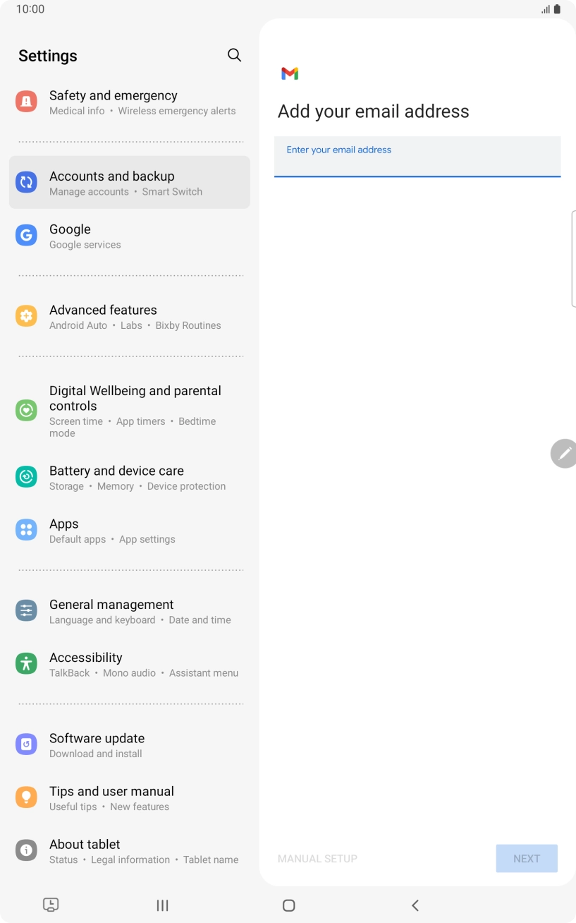 Press the field below 'Enter your email address' and key in your email address. Press the field below 'Enter your email address' and key in your email address.
