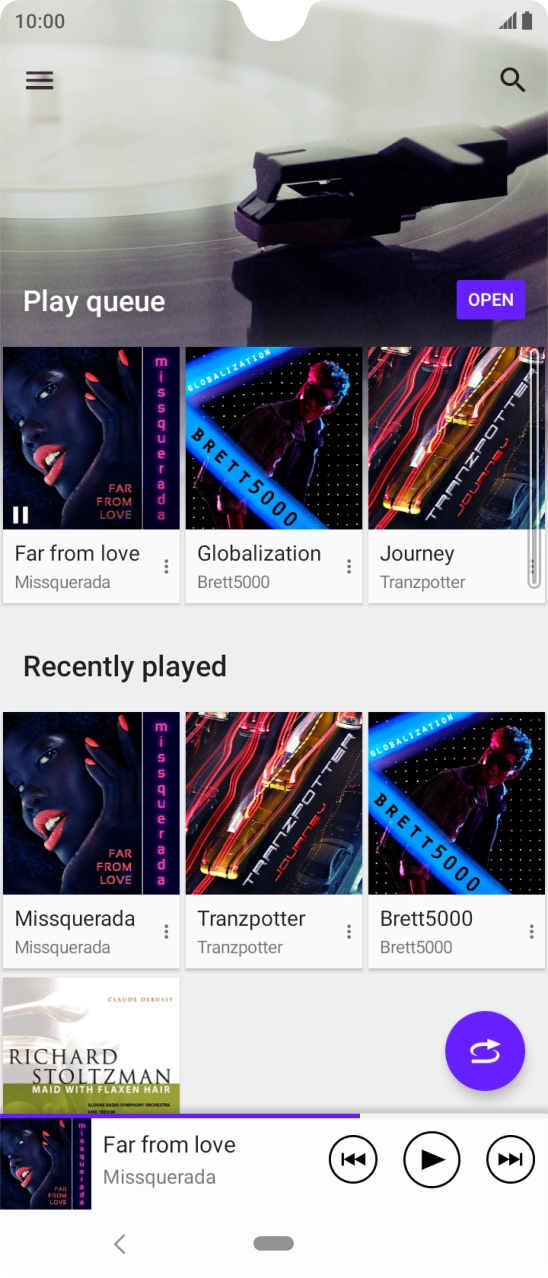 Slide your finger right starting from the left side of the screen.