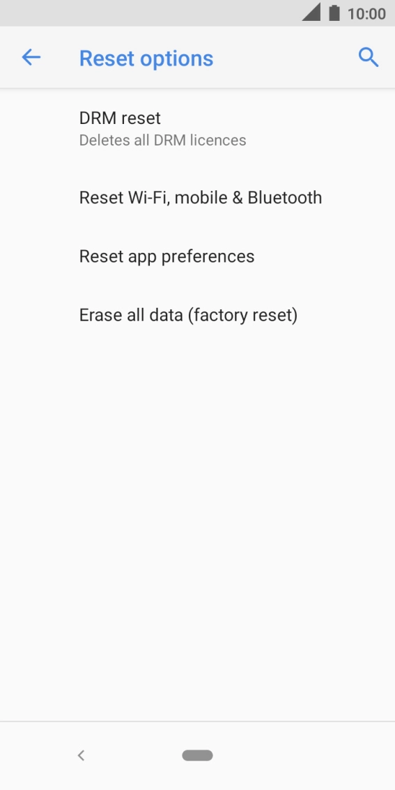 Press Erase all data (factory reset).