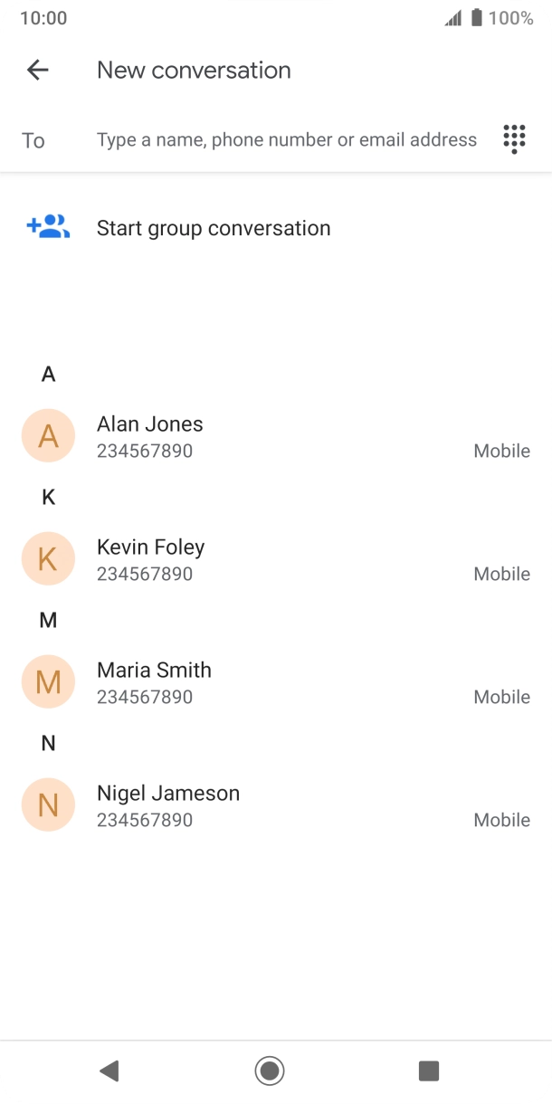 Press the field next to 'To' and key in the first letters of the recipient's name. Press the field next to 'To' and key in the first letters of the recipient's name.