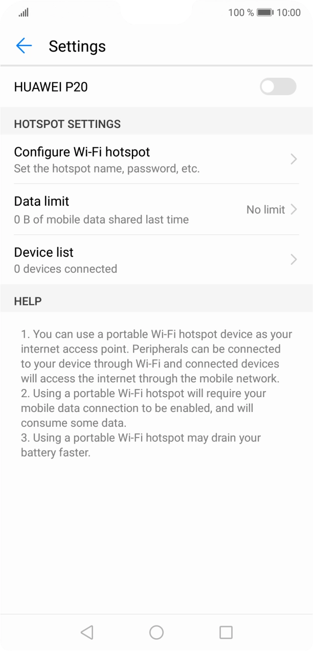 Press Configure Wi-Fi hotspot.