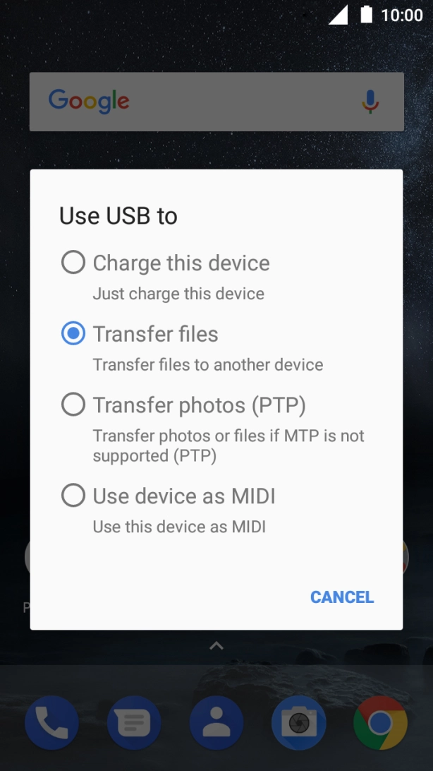 Press Transfer files.