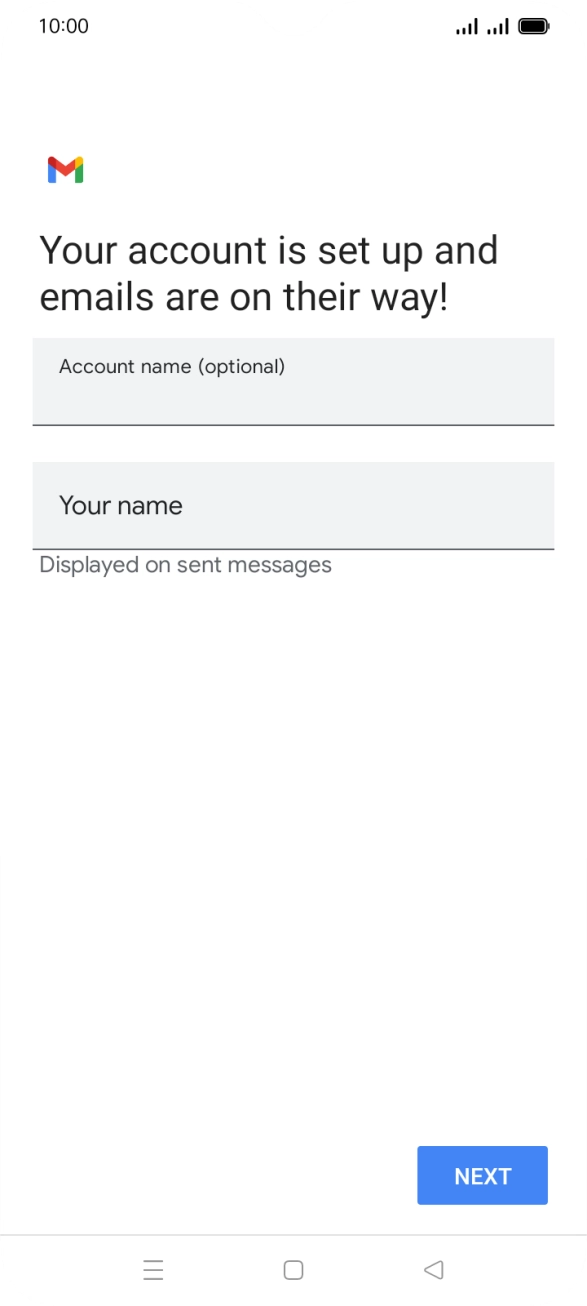 Press the field below 'Account name (optional)' and key in the required name. Press the field below 'Account name (optional)' and key in the required name.