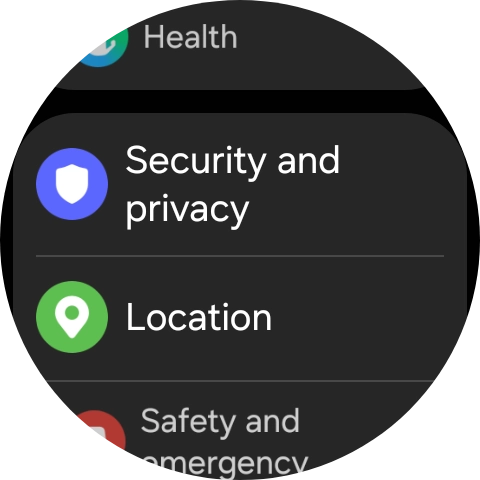 Press Security and privacy.