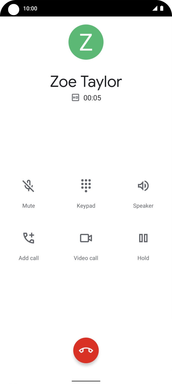 Press the end call icon.