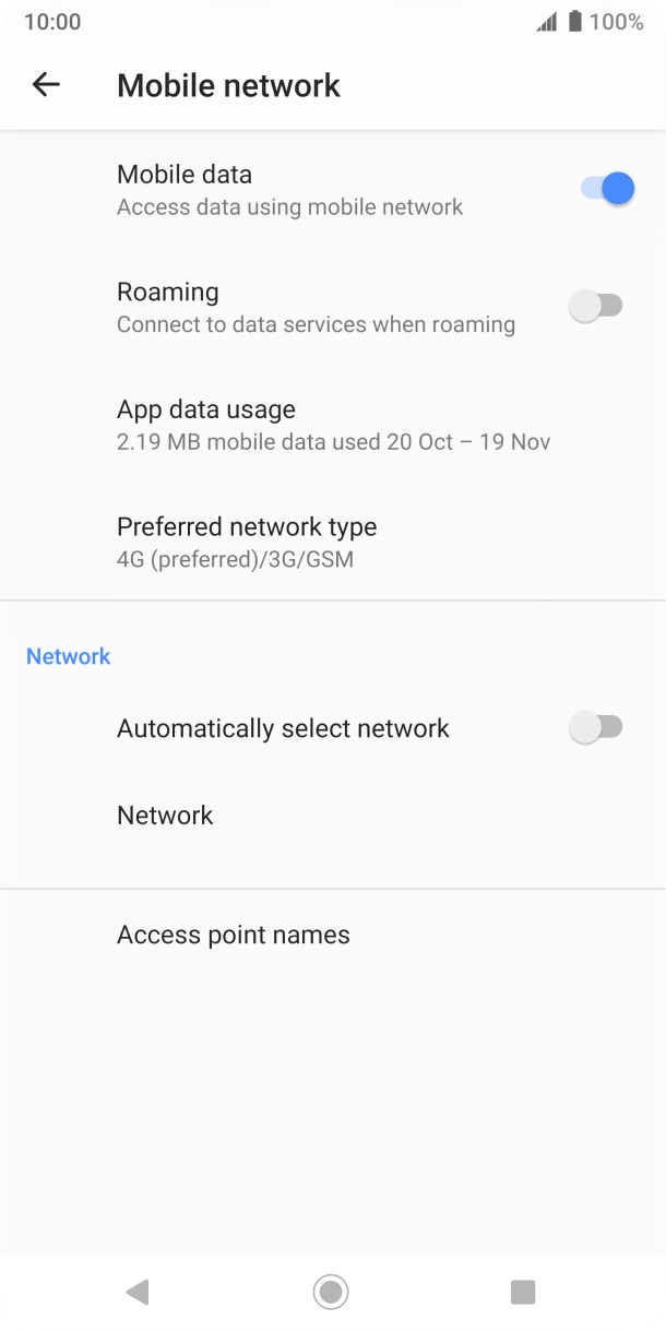Press the indicator next to 'Automatically select network' to turn on the function.