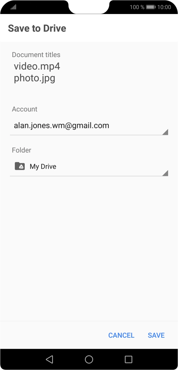 Press the field below 'Folder'. Press the field below 'Folder'.