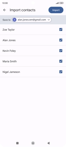 Press the fields next to the required contacts to select them.