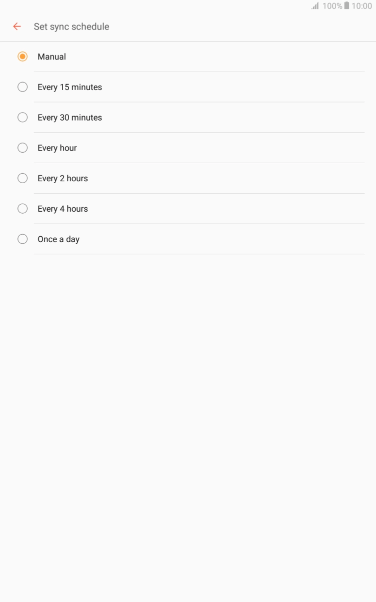 Press the required setting.