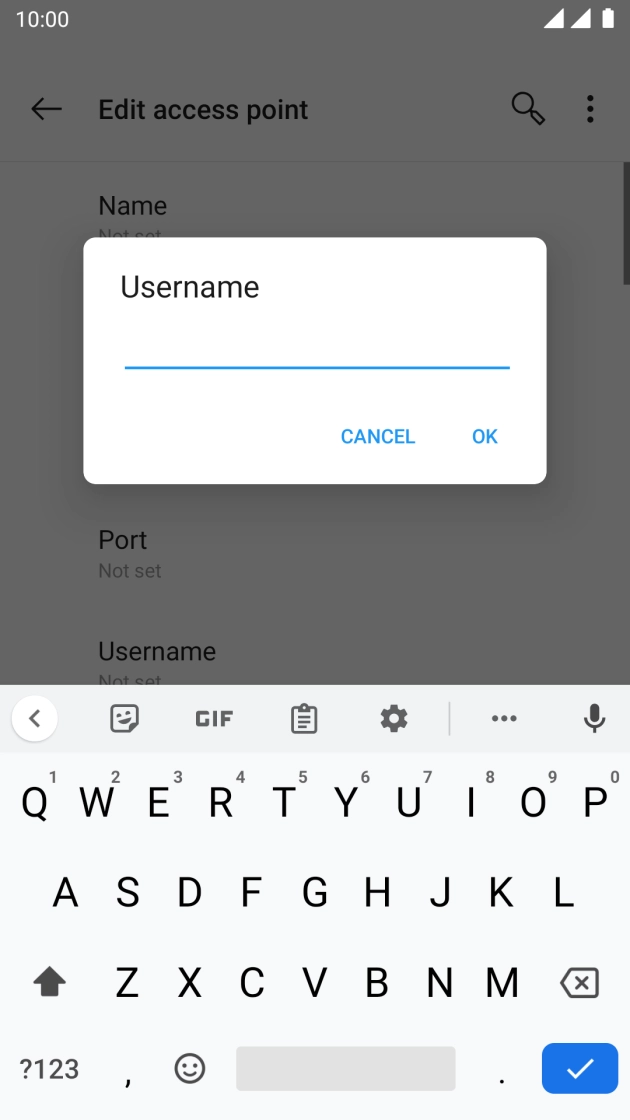 Key in o2wap and press OK.